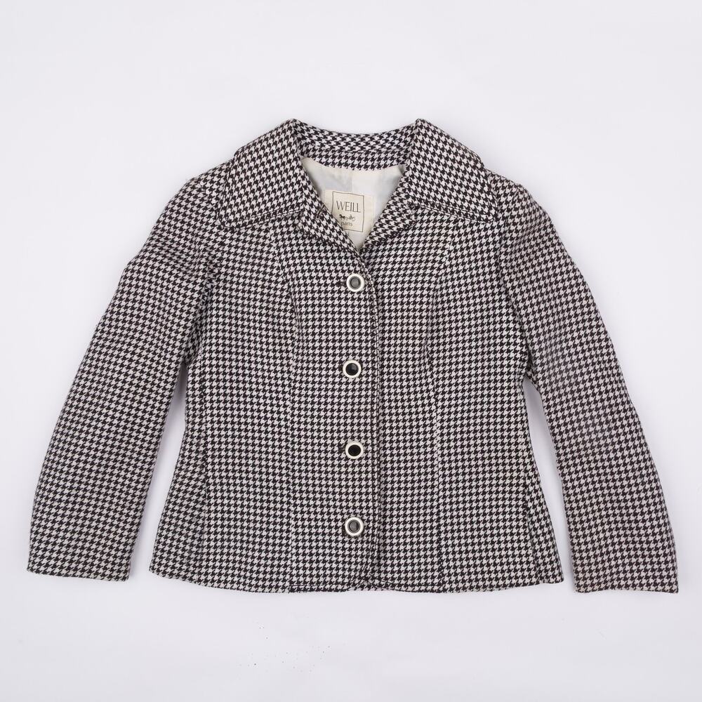 Vintage Weill Paris Houndstooth Jacket Black White Women's Fits approx. S
